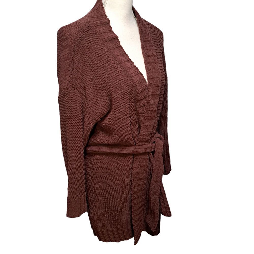 Aerie Womens Burgundy Oversized Open Knitted Long Cardigan Sweater Size XS TP